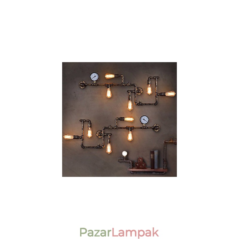 Loft ipari fali lámpák Antik Edison fali lámpák izzókkal Vintage Pipe fali lámpa nappali világításhoz