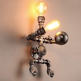 Loft vízcső fali lámpák Retro ipari stílusú Kreatív Robot Design Fém Étterem Kávézó Bár Bár Asztali falikar