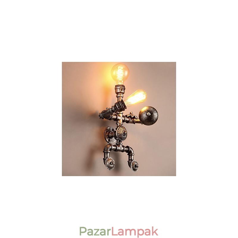 Loft vízcső fali lámpák Retro ipari stílusú Kreatív Robot Design Fém Étterem Kávézó Bár Bár Asztali falikar