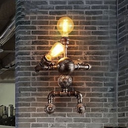 Loft vízcső fali lámpák Retro ipari stílusú Kreatív Robot Design Fém Étterem Kávézó Bár Bár Asztali falikar