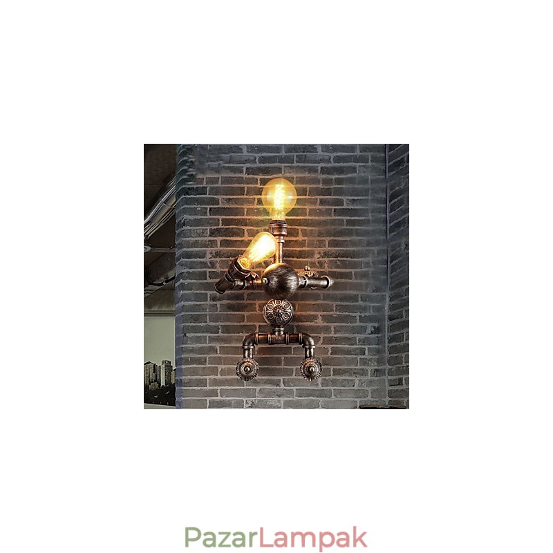 Loft vízcső fali lámpák Retro ipari stílusú Kreatív Robot Design Fém Étterem Kávézó Bár Bár Asztali falikar