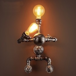Loft vízcső fali lámpák Retro ipari stílusú Kreatív Robot Design Fém Étterem Kávézó Bár Bár Asztali falikar