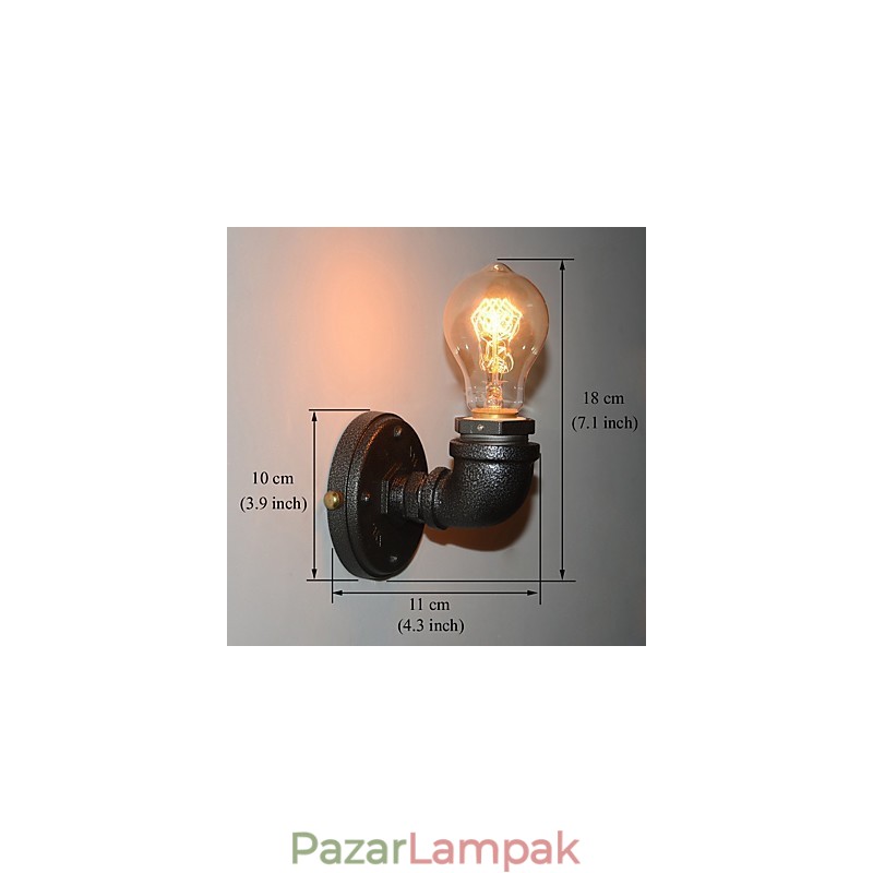 Egyszerű Retro ipari vascsöves dekoratív fali lámpa fali lámpatest