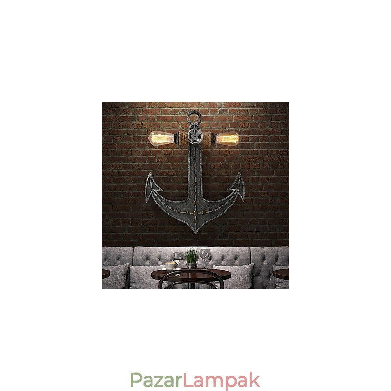 Vintage ipari fali lámpák fa csónak horgony alakja kreatív étterem kávézó bár dekor világítás