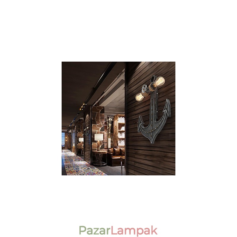 Vintage ipari fali lámpák fa csónak horgony alakja kreatív étterem kávézó bár dekor világítás