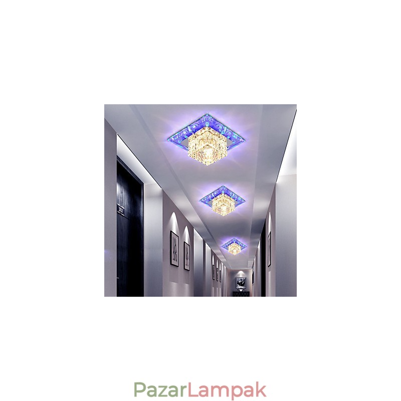 Mini kristály mennyezeti lámpa spotlámpa 3 W kreatív lámpacső fény színes színű négyzet alakú kupola fény
