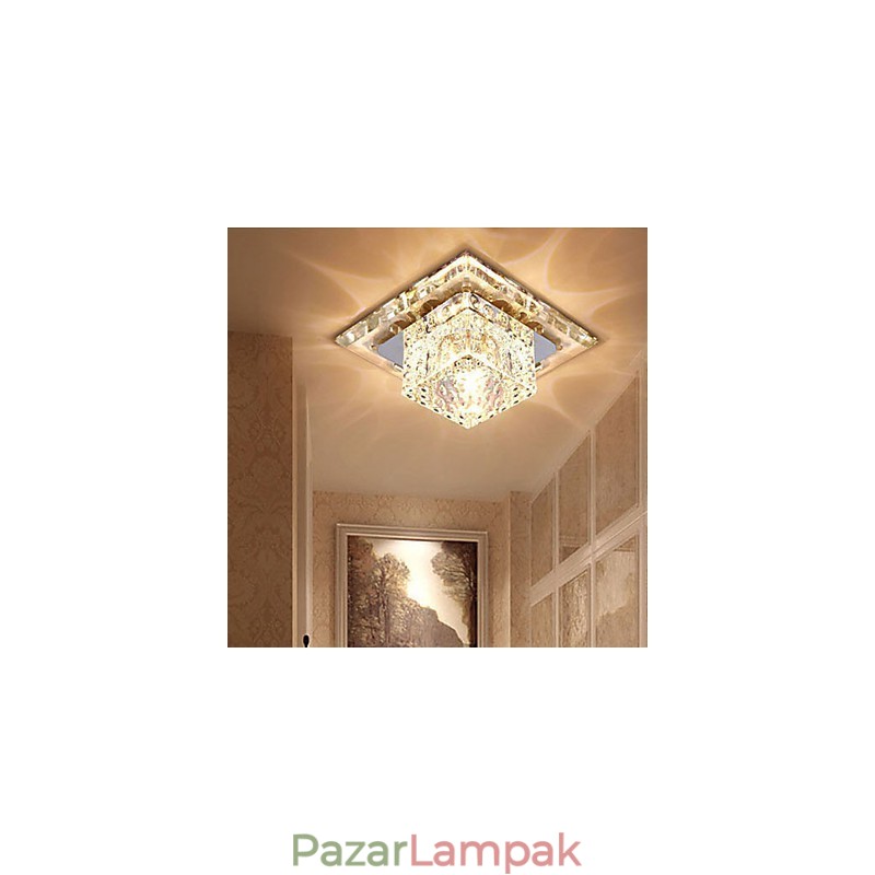 Mini kristály mennyezeti lámpa spotlámpa 3 W kreatív lámpacső fény színes színű négyzet alakú kupola fény