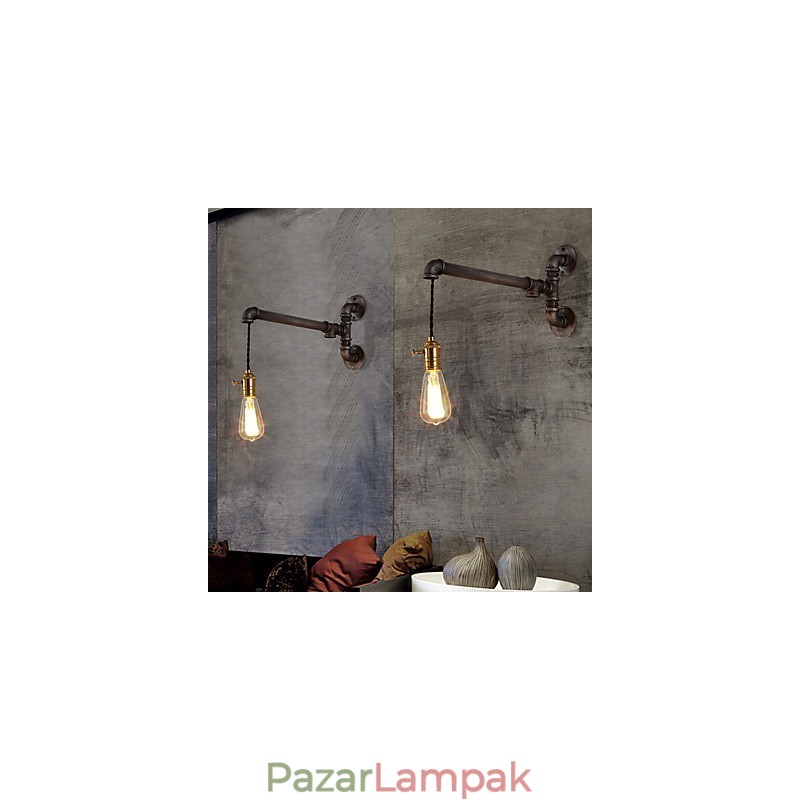 Vintage ipari csöves fali lámpák kapcsolóval Kreatív fények Étterem Kávézó Bár Dekorációs világítás 1 fényes festéssel
