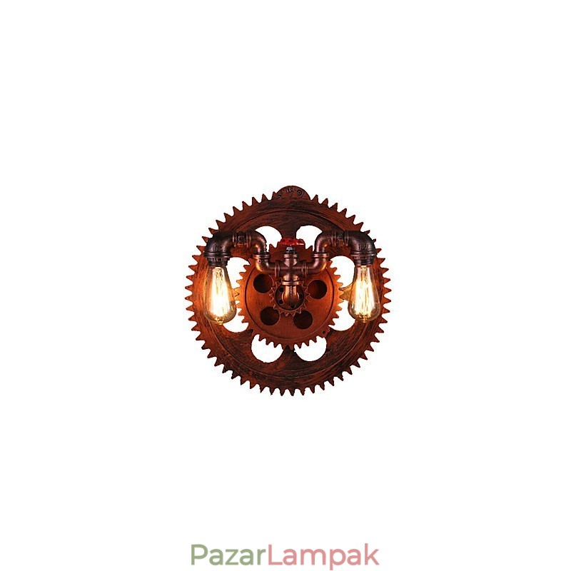 2 fej Vintage ipari fali lámpák fa felszerelés alakú lámpák étterem kávézó bár dekoráció falikarok