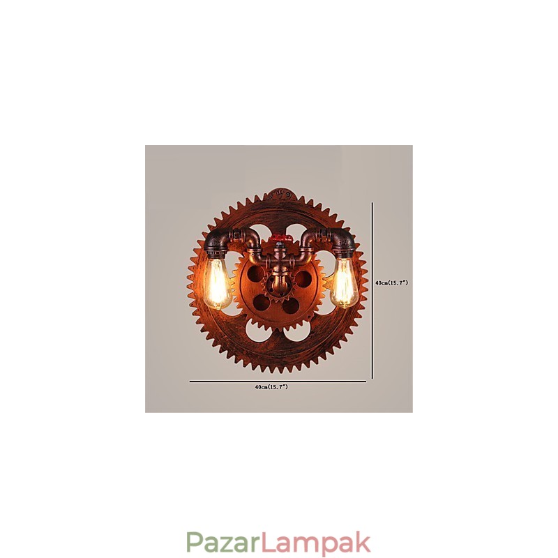 2 fej Vintage ipari fali lámpák fa felszerelés alakú lámpák étterem kávézó bár dekoráció falikarok