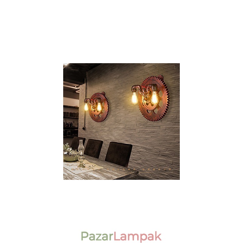 2 fej Vintage ipari fali lámpák fa felszerelés alakú lámpák étterem kávézó bár dekoráció falikarok