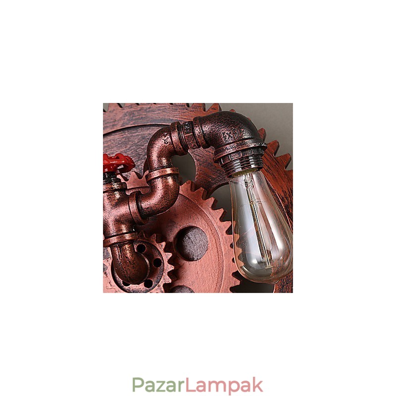 2 fej Vintage ipari fali lámpák fa felszerelés alakú lámpák étterem kávézó bár dekoráció falikarok