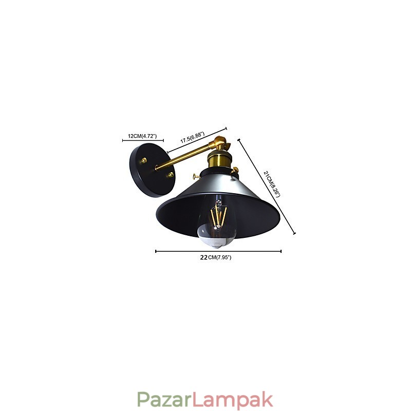 Paint egyfalú vas fali lámpa buta fekete fénykard lámpa a falon