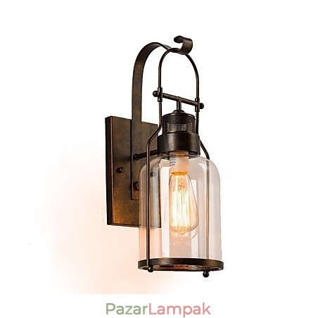 Retro ipari loft lámpás 1 világos fali lámpa átlátszó üveggel Retro ipari loft lámpás 1 világos fali lámpa átlátszó üveggel