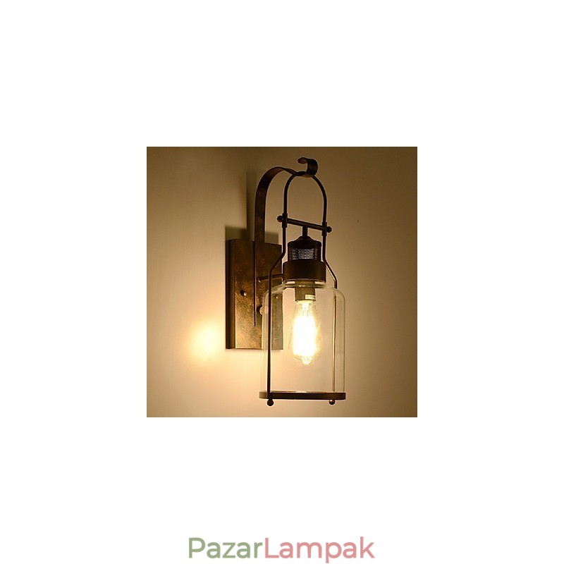 Retro ipari loft lámpás 1 világos fali lámpa átlátszó üveggel
