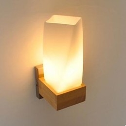 Egyszerűség Nordic Wood Art Nappali Folyosó Erkély Üveg Tömör fa hálószoba fali lámpa Az ágy feje