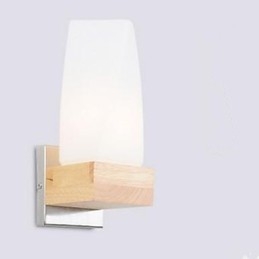 Egyszerűség Nordic Wood Art Nappali Folyosó Erkély Üveg Tömör fa hálószoba fali lámpa Az ágy feje