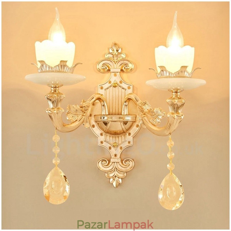 2 Világos Hagyományos Klasszikus Nappali Étkező Hálószoba Fém beltéri falikar