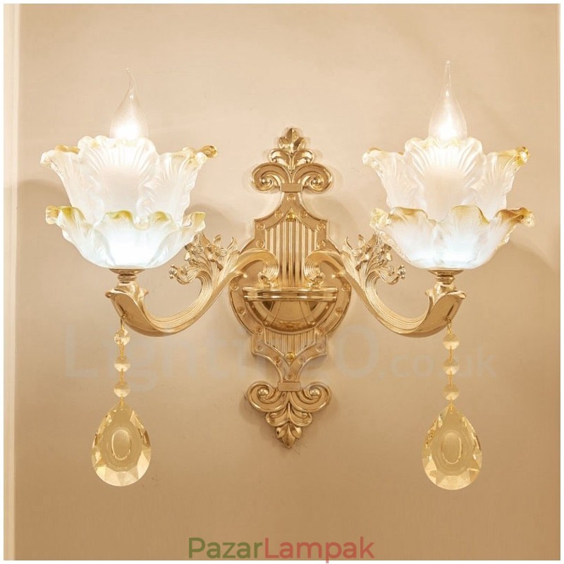 2 Világos Hagyományos Klasszikus Nappali Étkező Hálószoba Fém beltéri falikar