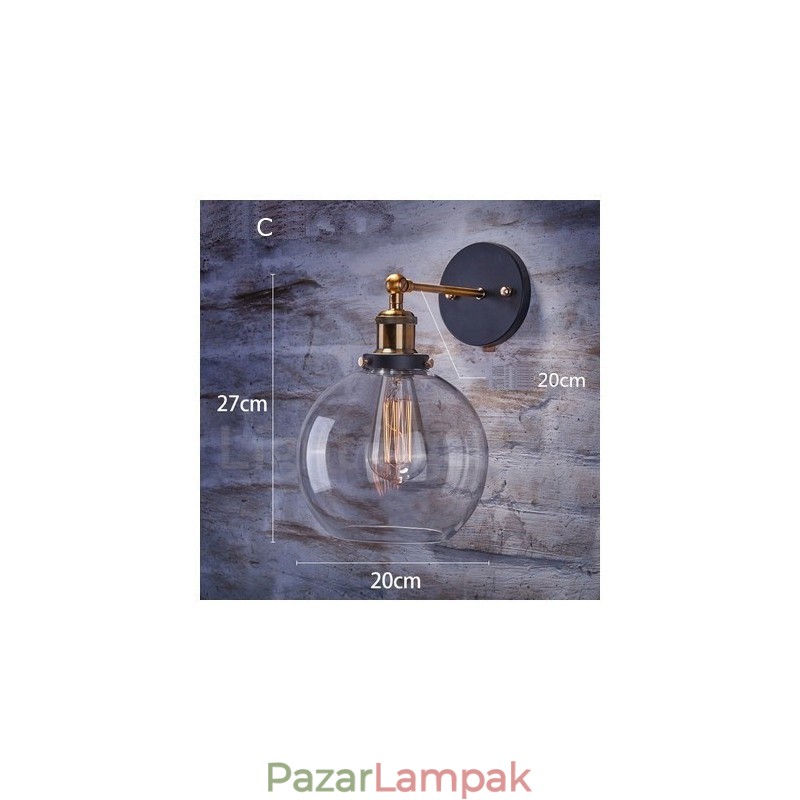 1 világos rusztikus hálószoba fali lámpa üvegernyővel