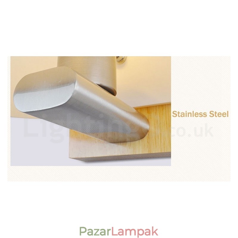 Modern, kortárs fából készült, rozsdamentes acél fali lámpák üvegernyővel a folyosó bárhoz, kávézóhoz, hálószobához, tetőtéri csigafali lámpához