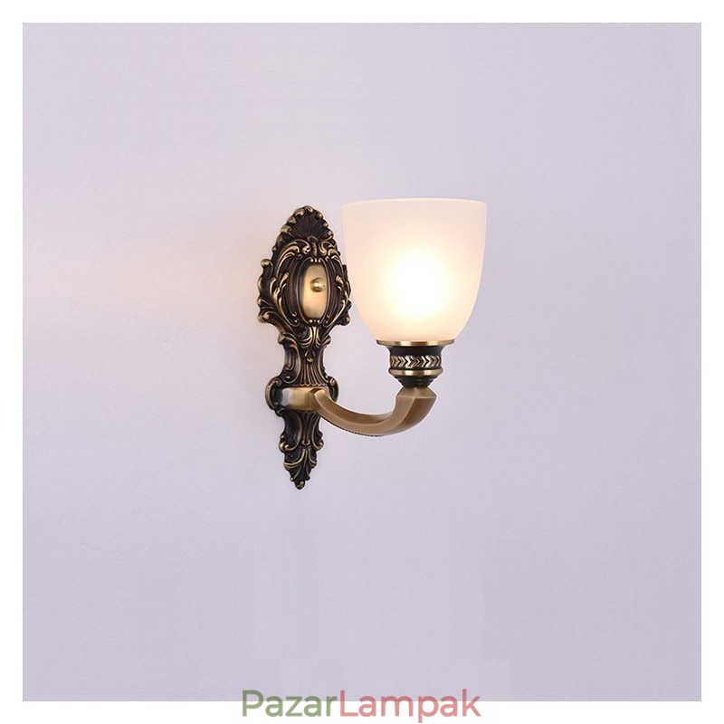 Tiszta sárgaréz Luxus rusztikus retro vintage sárgaréz 1 világító gyertya fali lámpa üvegernyővel Különleges a szállodai iroda bemutatóterméhez Nappali étkező