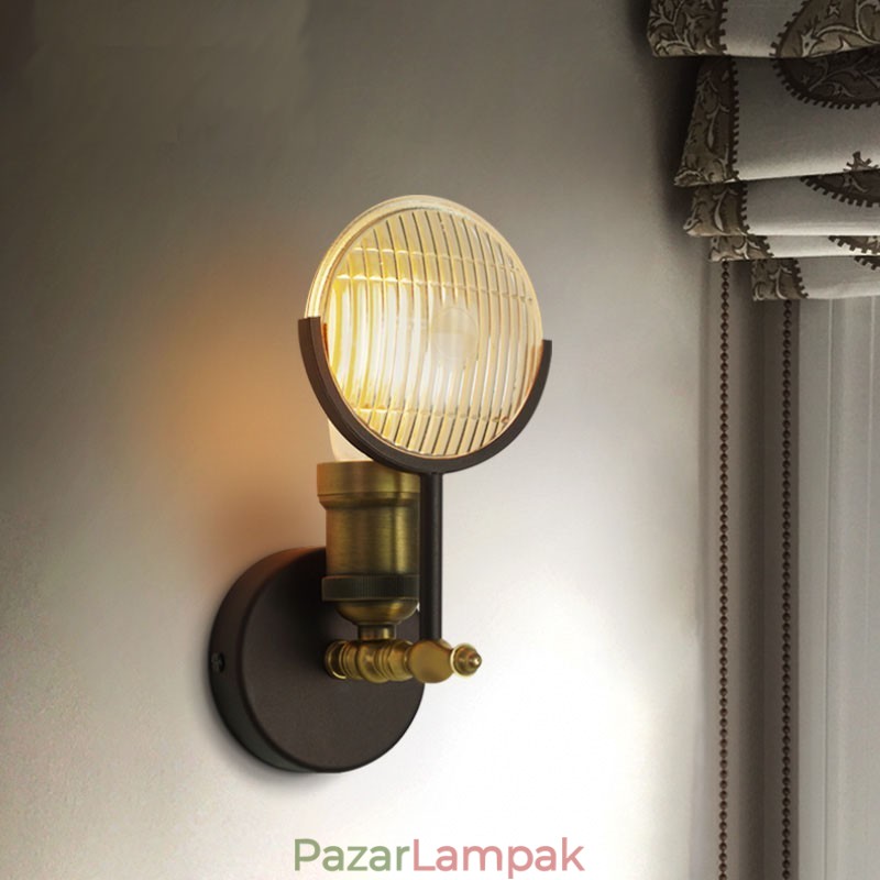 1 világos rusztikus retro vintage fali lámpa üvegernyővel, speciálisan a szállodai iroda bemutatótermébe, nappaliba, étkezőbe