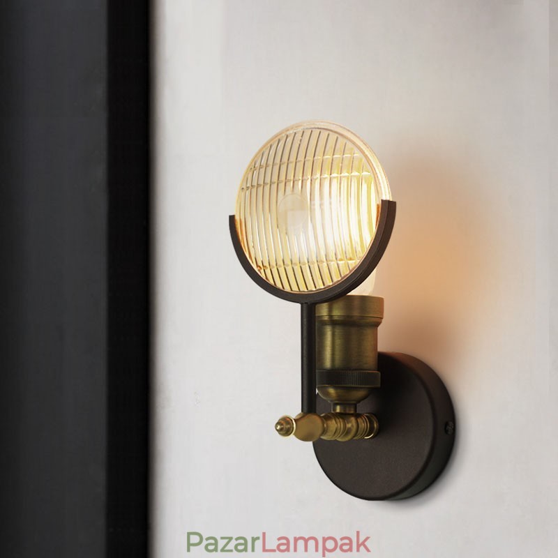 1 világos rusztikus retro vintage fali lámpa üvegernyővel, speciálisan a szállodai iroda bemutatótermébe, nappaliba, étkezőbe