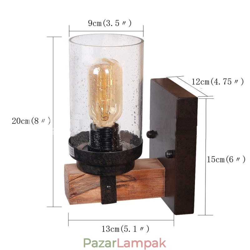 1 Light Vintage fa ipari stílusú fali lámpa Wind Bar Loft Coffee Restaurant számára