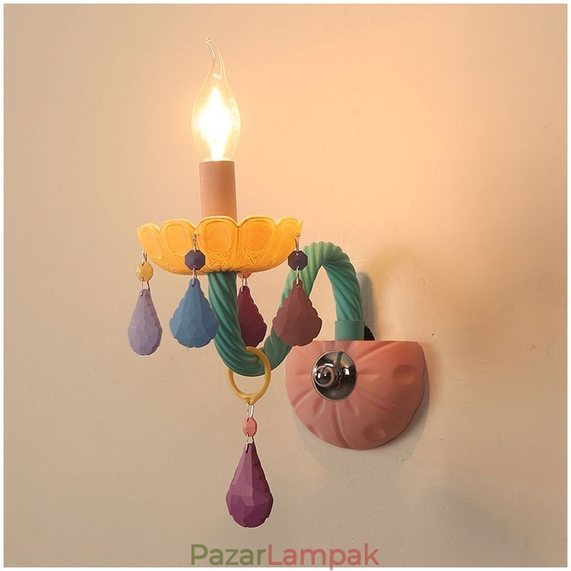Macaron 1 Light Multi Crystal gyertya Retro üveg fali lámpa gyerekszobába gyerek hálószobába