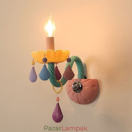 Macaron 1 Light Multi Crystal gyertya Retro üveg fali lámpa gyerekszobába gyerek hálószobába Macaron 1 Light Multi Crystal gyertya Retro üveg fali lámpa gyerekszobába gyerek hálószobába