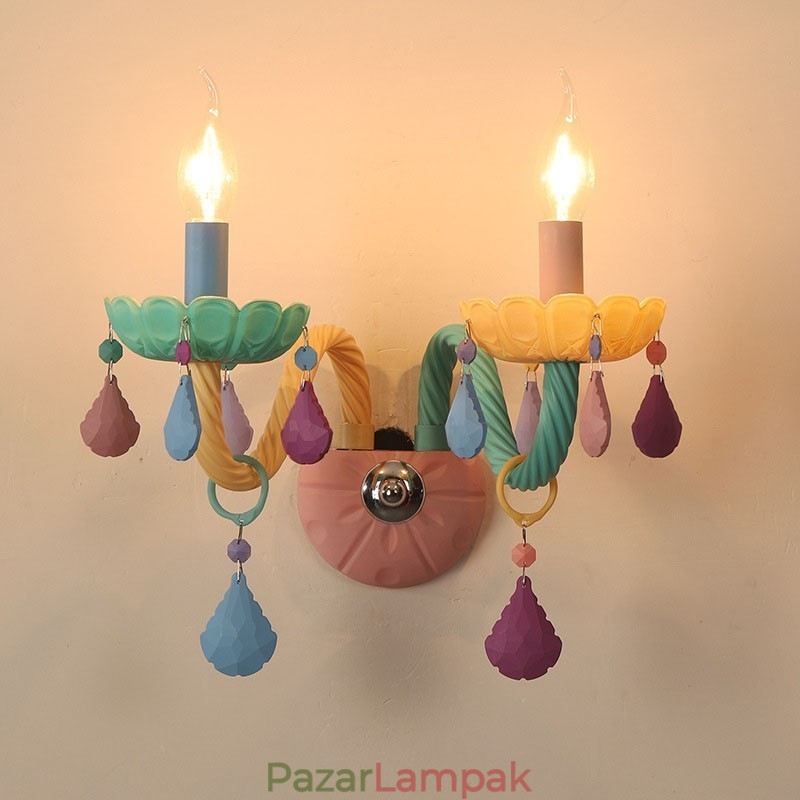 Macaron 2 Light Multi Crystal gyertya Retro üveg fali lámpa gyerekszobába gyerek hálószobába