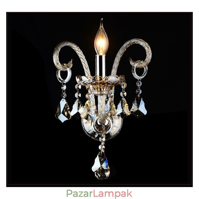 1 Világossághoz illő konyak színű K9 kristálygyertya Retro üveg fali lámpa