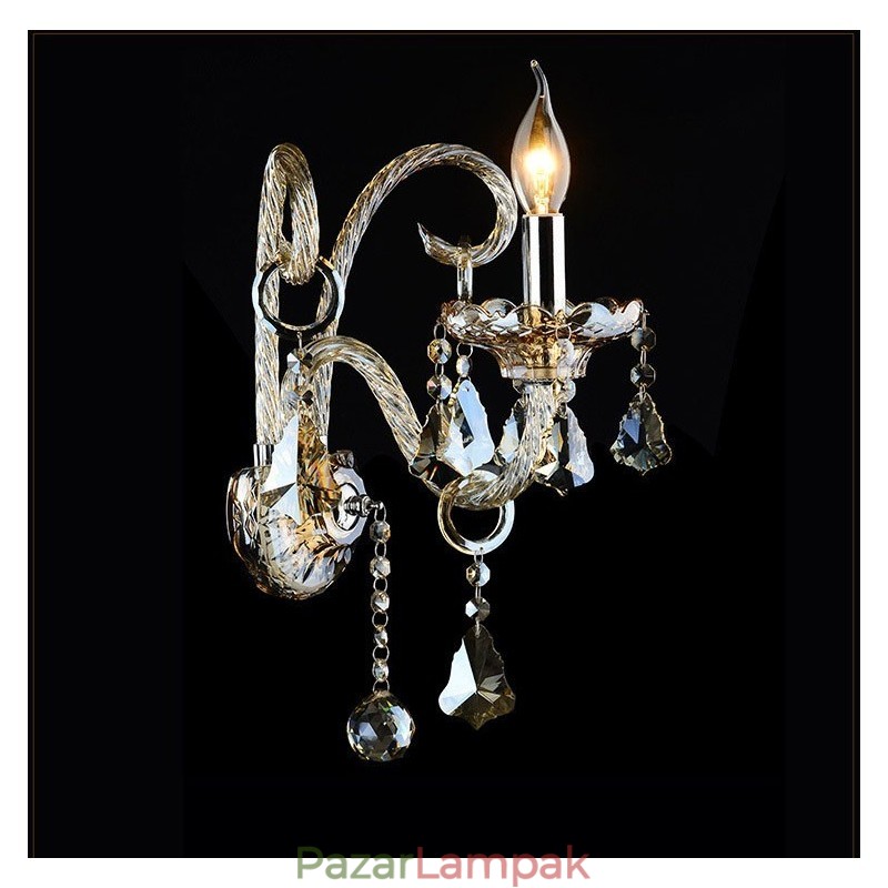 1 Világossághoz illő konyak színű K9 kristálygyertya Retro üveg fali lámpa