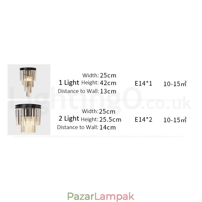 Modern luxus K9 kristály fali lámpa kristály ernyővel