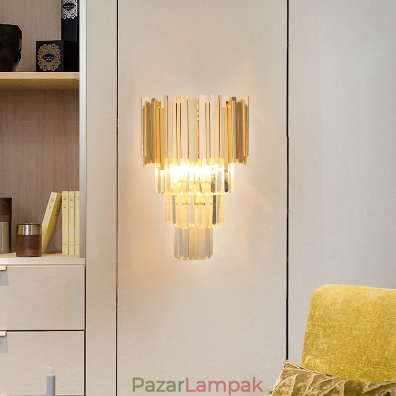 Arany passzoló posztmodern luxus K9 kristály fali lámpa kristály ernyővel