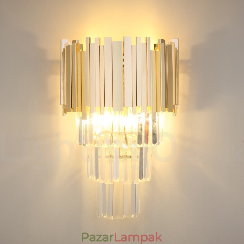 Arany passzoló posztmodern luxus K9 kristály fali lámpa kristály ernyővel