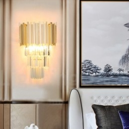Arany passzoló posztmodern luxus K9 kristály fali lámpa kristály ernyővel