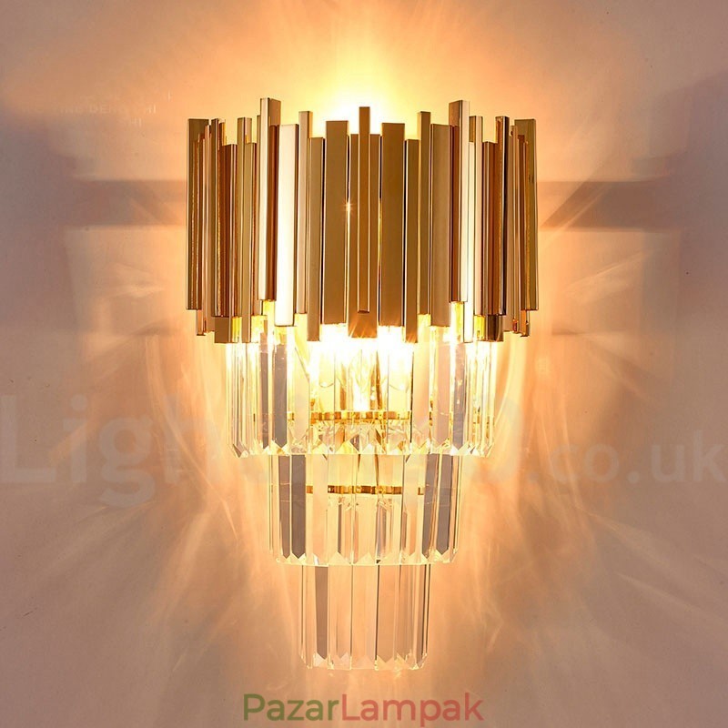 Arany passzoló posztmodern luxus K9 kristály fali lámpa kristály ernyővel