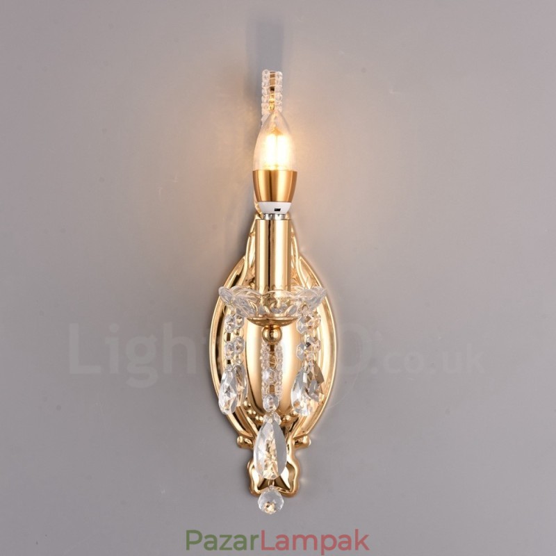 1 Világos arany fekete amerikai stílusú kristály fali lámpa nappaliba étkező ruhabolt kávézó szálloda