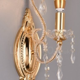 1 Világos arany fekete amerikai stílusú kristály fali lámpa nappaliba étkező ruhabolt kávézó szálloda