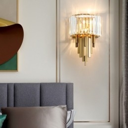 Posztmodern luxus kristályfali lámpa Nappali TV háttér fali hálószoba éjjeli fali lámpa