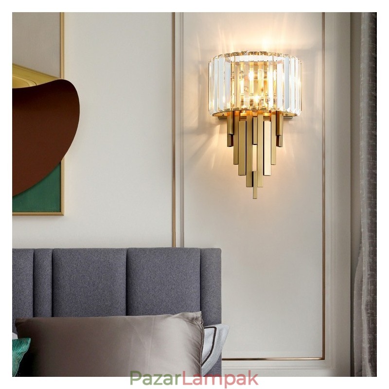 Posztmodern luxus kristályfali lámpa Nappali TV háttér fali hálószoba éjjeli fali lámpa