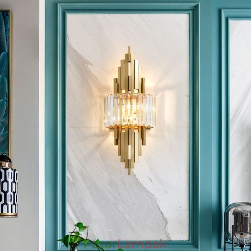 Posztmodern luxus kristályfali lámpa Nappali TV háttér fali hálószoba éjjeli fali lámpa