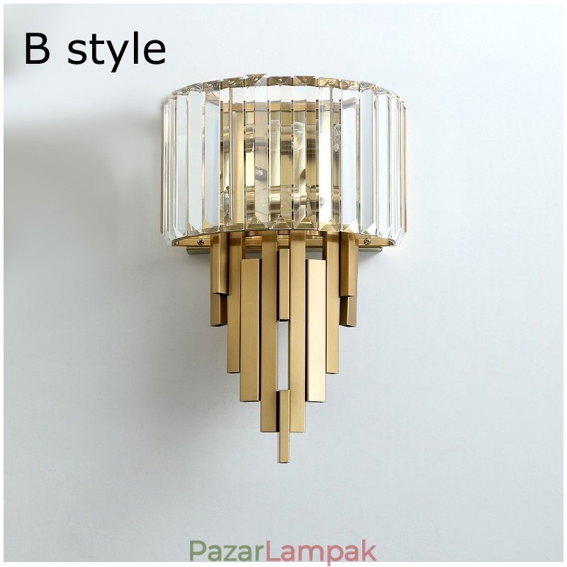 Posztmodern luxus kristályfali lámpa Nappali TV háttér fali hálószoba éjjeli fali lámpa