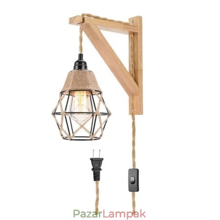 Kender kötél vas Art falilámpa Amerikai pasztorális retro falilámpa csatlakozóval Kender kötél vas Art falilámpa Amerikai pasztorális retro falilámpa csatlakozóval