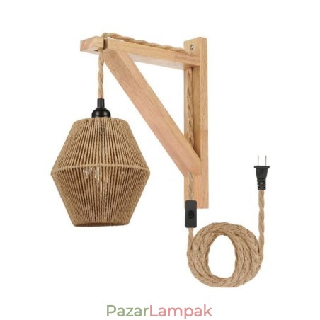 Papírkötél falikar amerikai pasztorális retro fali lámpa csatlakozóval Papírkötél falikar amerikai pasztorális retro fali lámpa csatlakozóval