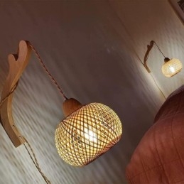 Bambusz falikar amerikai pasztorális retro kender kötélfali lámpa csatlakozóval