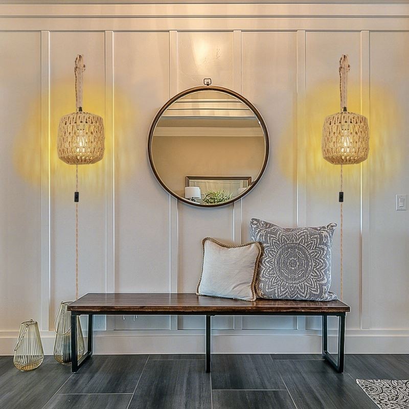 Amerikai retro falikar 3M kender kötél függő vonal papír kötél szőtt lámpaernyő