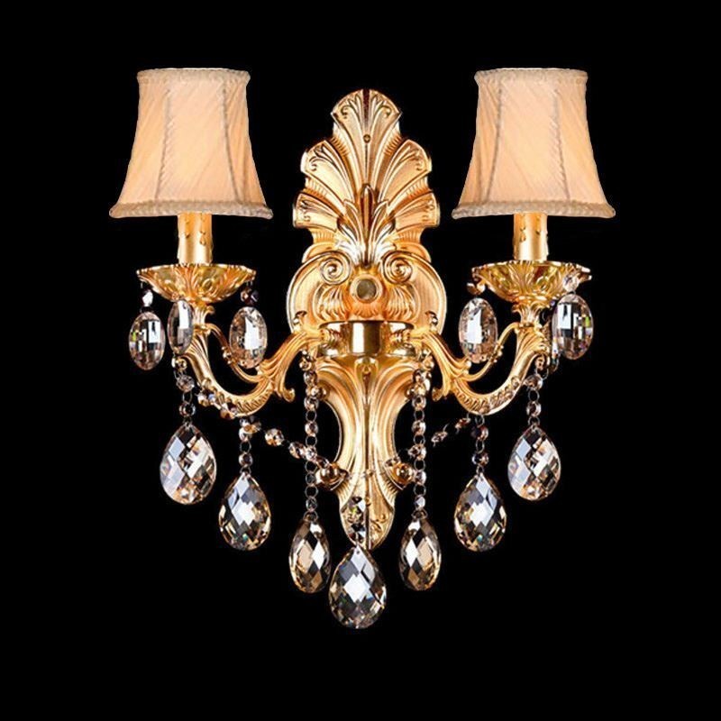 Európai fali lámpa Aranyszirom falilámpa Exquisite Crystal Drops Light éjjeli világítás